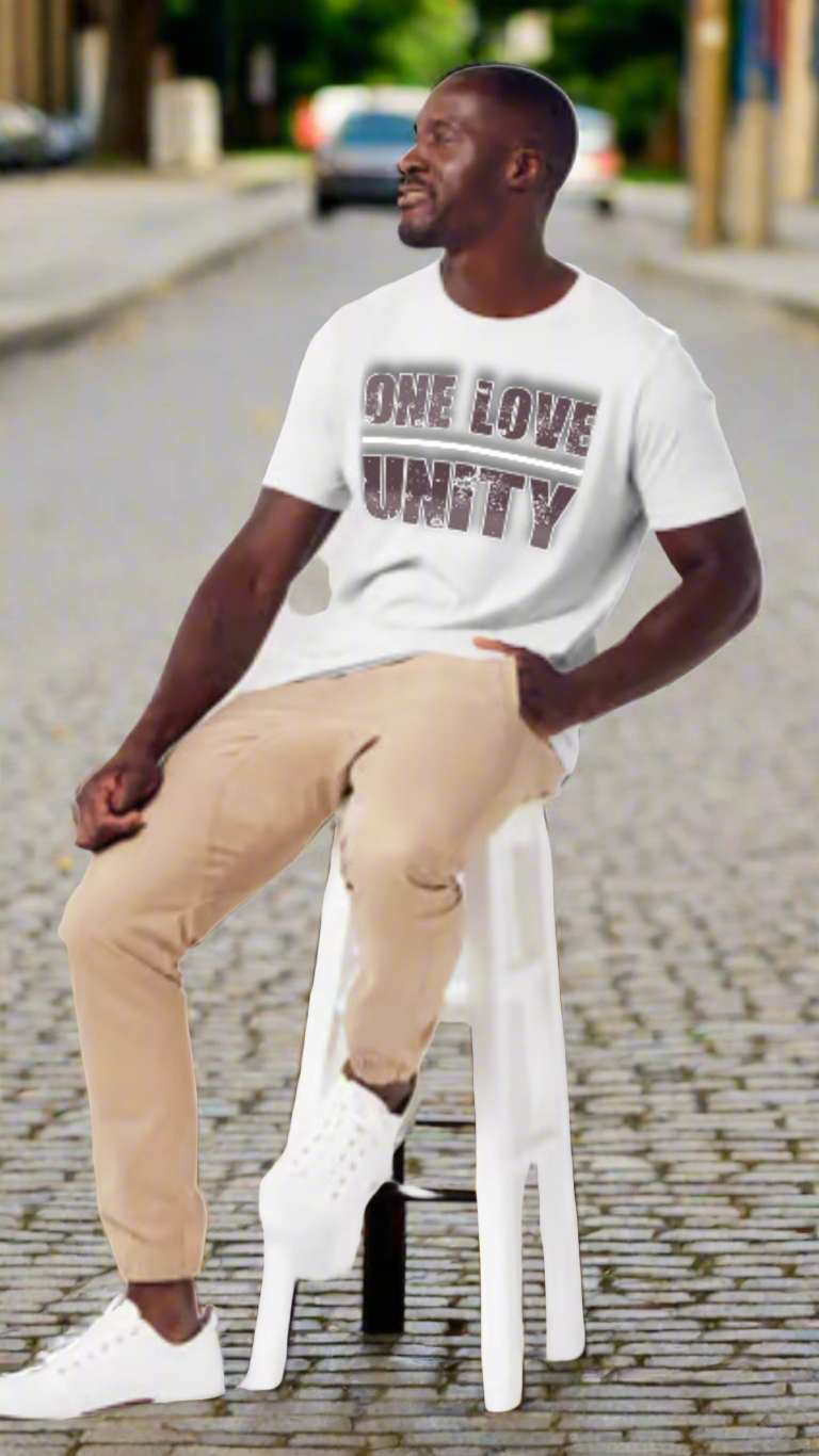 One Love 🟰 Unity - Premium T-Shirt from Litty Slumz - Just $25! Shop Now & Pay Later; Only Available For Clothing Apparels.